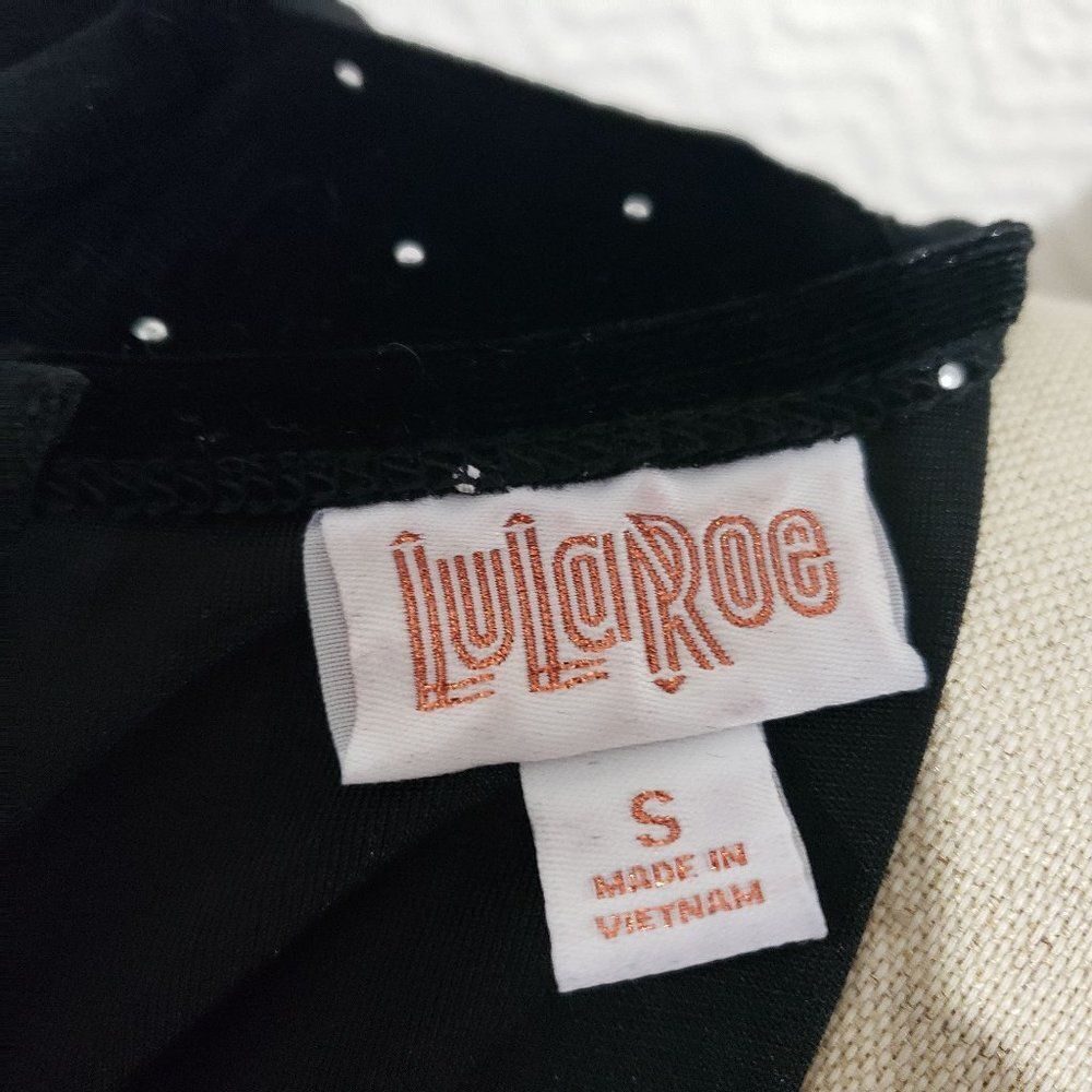 Lularoe Black Waist Black Polka Dot Dress S - Picture 7 of 8